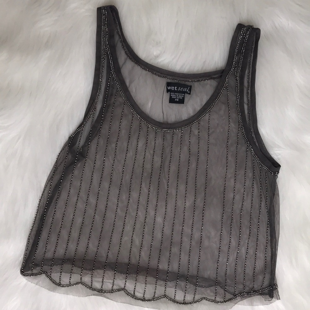 Beaded sheer crop top